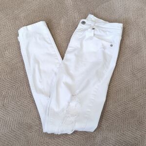 Eunina Bella White Distressed High Rise Skinny Ankle Jeans - Size 3 Juniors